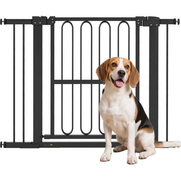 Pawhut Cancelletto Di Sicurezza Per Scale Cancelletto Di Sicurezza Per Porte Cancelletto Di Sicurezza Senza Trapano 76-104 Cm Cancelletto Di Sicurezza In Acciaio Per Cani, Animali Domestici Scale, Porte, Nero-image
