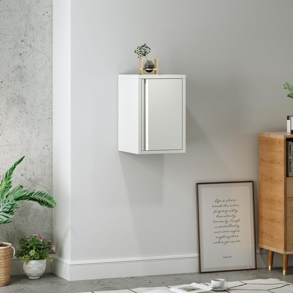 Armadio A Muro 'BurlöV' 50 X 33 X 35 Cm Armadio In Metallo Acciaio Bianco-image