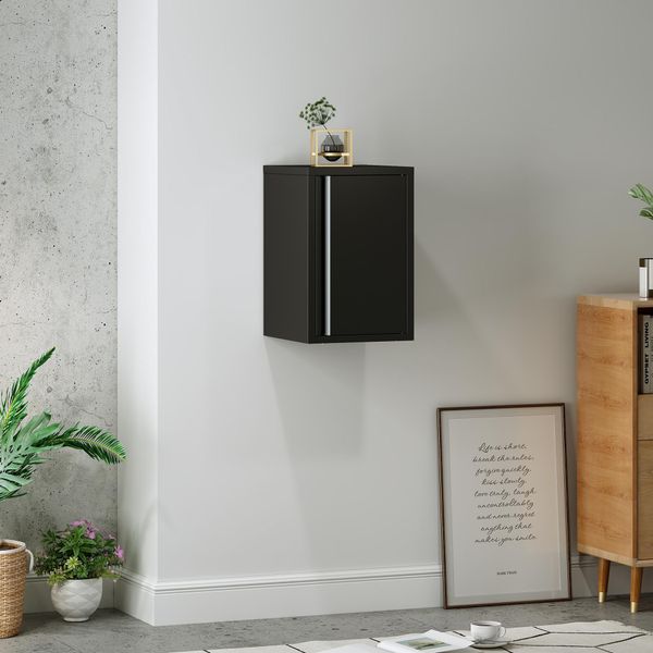 Armadio A Muro 'BurlöV' 50 X 33 X 35 Cm Armadio In Metallo Acciaio Nero-image