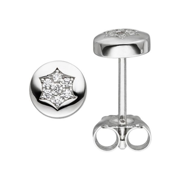 Paar Ohrstecker Jobo "Stern-Ohrringe", Silber (Silber 925), Ohrringe, Damen, 6,3Mm, Silber 925 (Sterlingsilber), 925 Silber Mit 14 Zirkonia-image