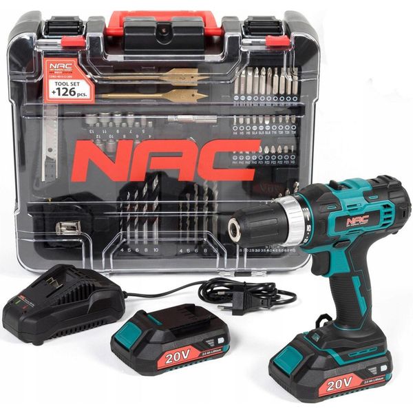 Trapano Nac Aku Con Accessori 126 Pezzi CDB2-40-S-LI-20V (2 × 2 Ah)-image