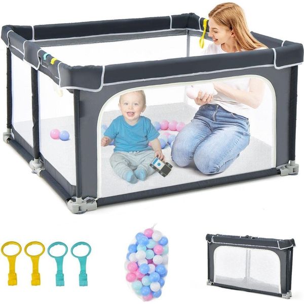 Box Per Bambini Quadrato 124 X 124 Cm Recinto Da Gioco Grande Grigio Scuro-image