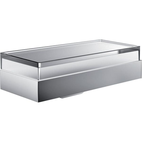 Distributeur De Savon Liquide De Liaison Emco, Mural, éTagèRe Avec Gobelet En Verre Cristal, Env. 250 Ml, Chromé, 182100104, 182100104-image