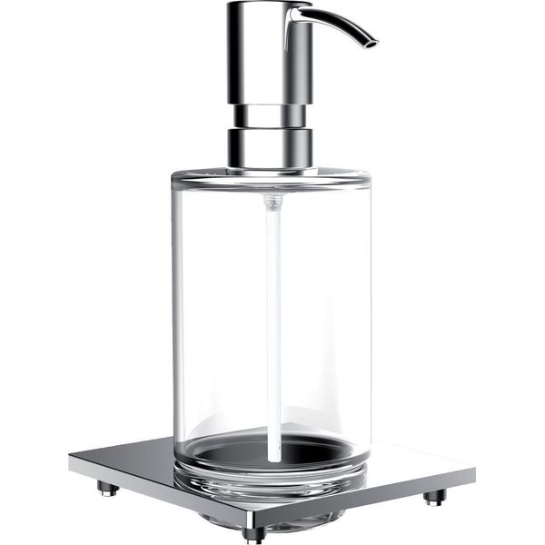 Distributeur De Savon Liquide De Liaison Emco Pour Garde-Corps, Transparent, Verre Cristal, Pompe Doseuse MéTal, Env. 240 Ml, Chromé, 182100105, 182100105-image