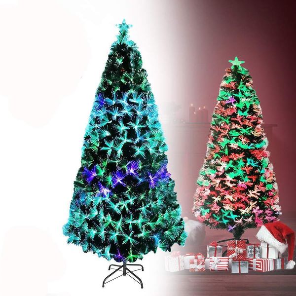 Yuenfong Albero Di Natale Artificiale A Led In Fibra Di Vetro 210 Cm Decorazione Natalizia Albero Di Natale Con 260 Punte E 260 Led Di Luce Albero-image