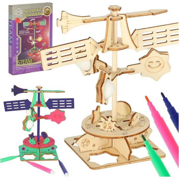 Puzzle In Legno Modello Scientifico 3D Mulino A Vento-image