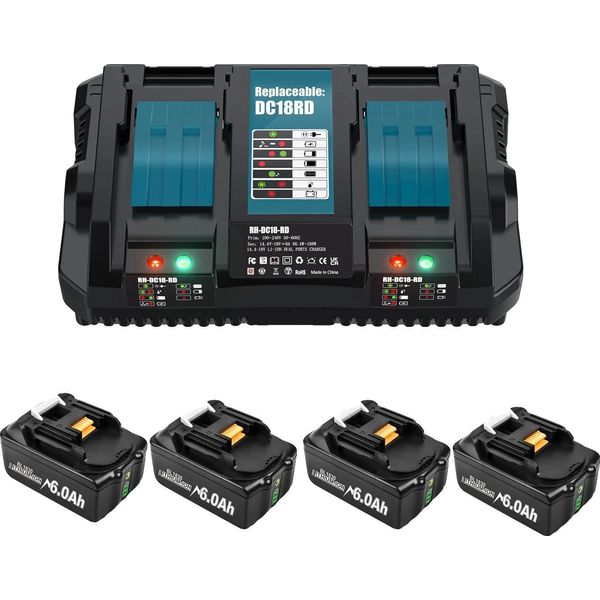 Batteria Di Ricambio, Alta Capacità 9000Mah, Compatibile Con Diversi Utensili Elettrici, 4Pcs 6.0 E 6A-image
