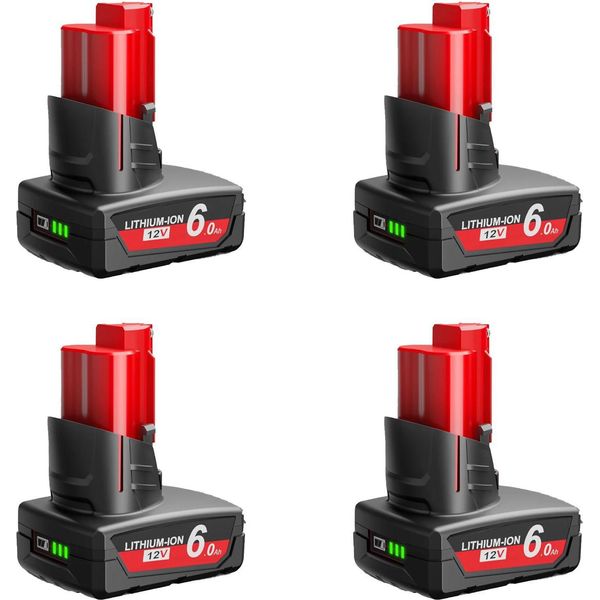 Batteria Agli Ioni Di Litio, Capacità 6000Mah, Compatibile Con Gli Utensili M12, 4 Batterie-image