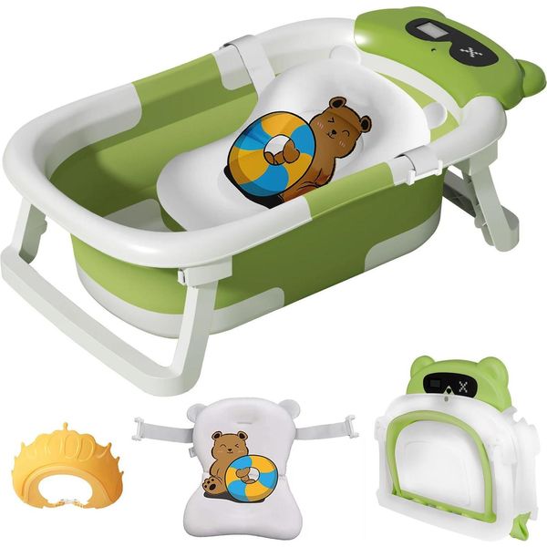 Bagnetto Per Bambini, Display Della Temperatura, Design Pieghevole, Tipo 3 Verde-image