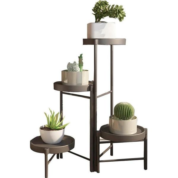 Supporto Per Piante, Design Moderno, Salvaspazio, Nero 4 Parti-image