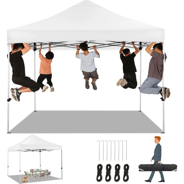 Padiglione Pop-Up, Struttura Robusta, Protezione Impermeabile, Bianco, 3X3M-image