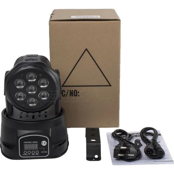 Luce Di Scena A Testa Mobile, Controllo Dmx, Effetti Rgbw, Led Wash 7X12W 4IN1, Spina Ue-image