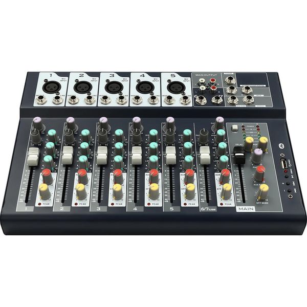 Mixer Audio, 7 Canali, Connettività Bluetooth E Usb, Nero-image