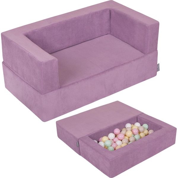Kiddymoon Divano Per Bambini E 100 Palline/7Cm Per Bambini Divano In Schiuma Morbida Divano Modulare Leggero Versatile Copertura Rimovibile Perfetto Per Giocare Imparare E Rilassarsi, Viola-image