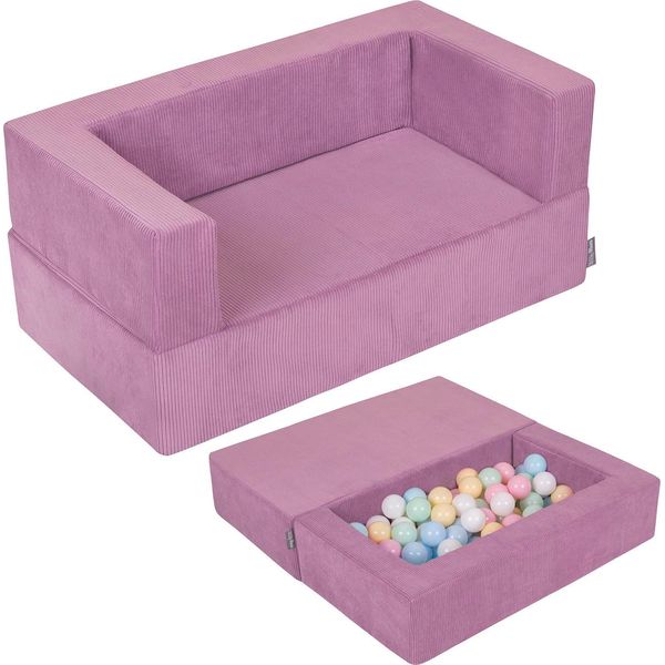 Kiddymoon Divano Per Bambini E 100 Palline/7Cm Per Bambini Divano In Schiuma Morbida Divano Modulare Leggero Versatile Copertura Rimovibile Perfetto Per Giocare Imparare E Rilassarsi, Viola-image