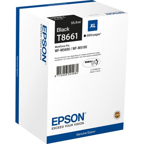Epson T8661 Cartuccia D'inchiostro 1 Pz Originale Resa Elevata (Xl) Nero-image