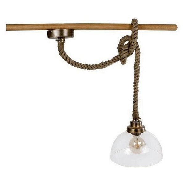 Lampada A Sospensione Intorno A Una Corda Spessa In Vetro Trasparente-image