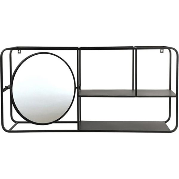 Scaffale A Muro Industriale - Metallo Con Specchio - Mensola A Muro - Nero 100 Cm-image