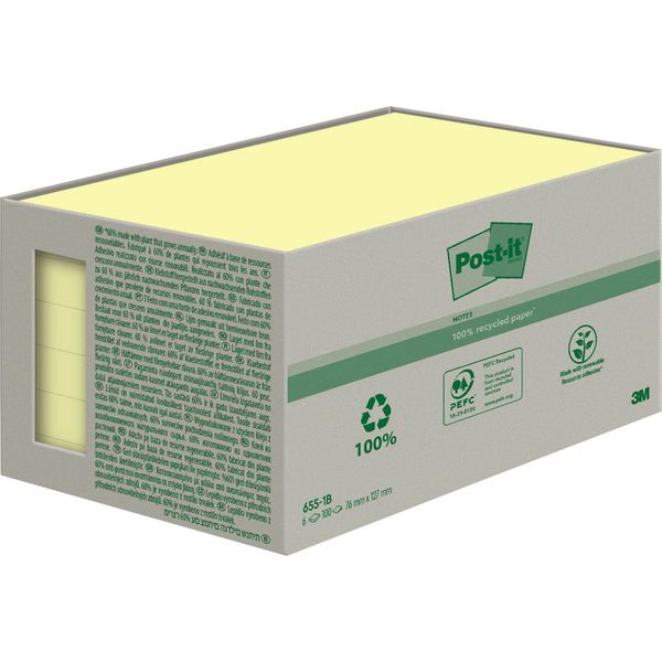 Post-It Haftnotiz Appunti Per Il Riciclo 655-1B 127X76Mm Ge 6St-image