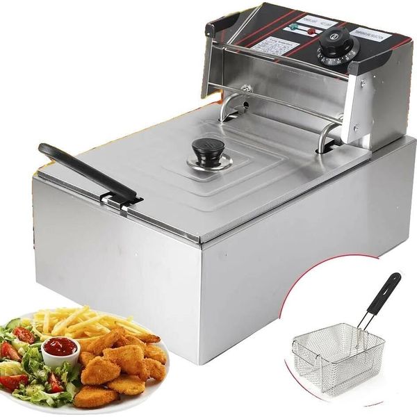 Friggitrice, 2500W, Capacità 6L, 220V/50Hz, Intervallo Di Temperatura 60-200℃, Struttura In Acciaio Inox-image