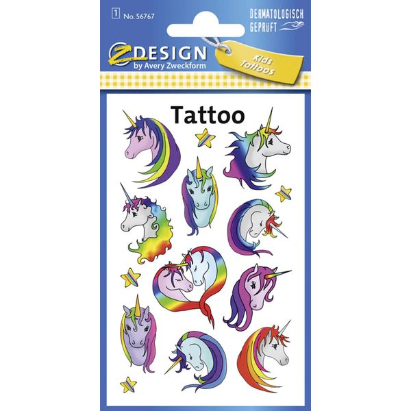 Avery Zweckform 56767 Avery Zweckform Zdesign Bambini Tatuaggi "Unicorno"""-image