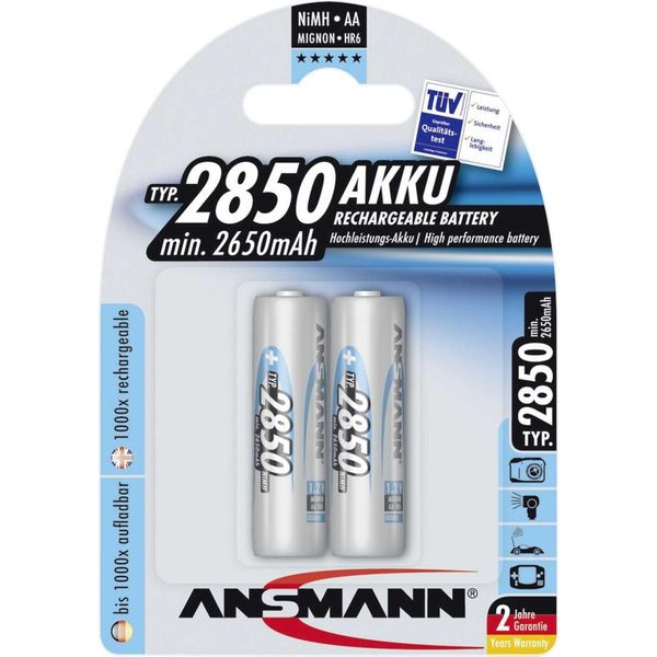 Ansmann 5035202 1X2 Batteria Ricaricabile Ansmann Nimh 2850 Mignon Aa 2650 Mah-image