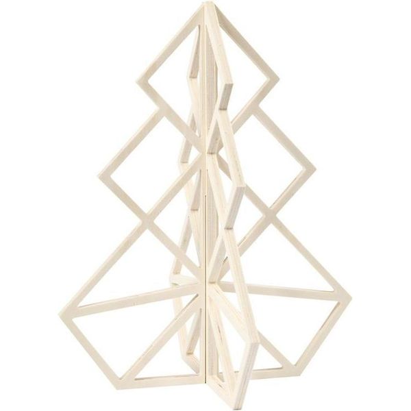 Albero Di Natale 3D, H 40 Cm, L 32 Cm, Compensato, 1 Pezzo-image