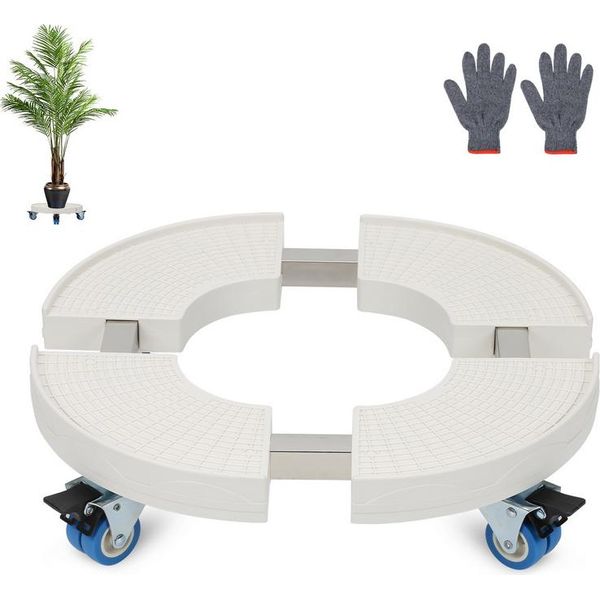 Jopassy Carrello Per Piante Rotondo Ø 38-52Cm Carrello Per Fiori Regolabile Tavola Rotante Carrello Per Piante Da Esterno 360° Ruote Fino A 300 Kg Per Il Giardino Di Casa Vaso Di Fiori-image