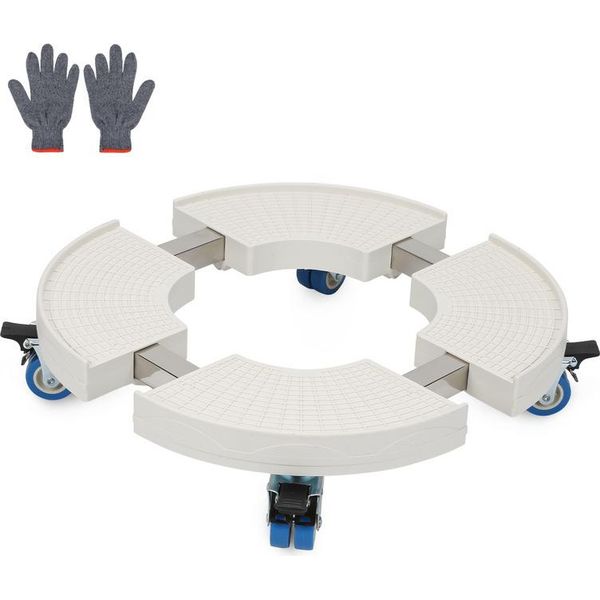 Jiubiaz Carrello Per Piante Rotondo Ø 38-52Cm Carrello Per Fiori Regolabile Tavola Rotante Carrello Per Piante Da Esterno 360 ° Ruote Fino A 300 Kg Per Il Giardino Di Casa Vaso Di Fiori Bianco-image
