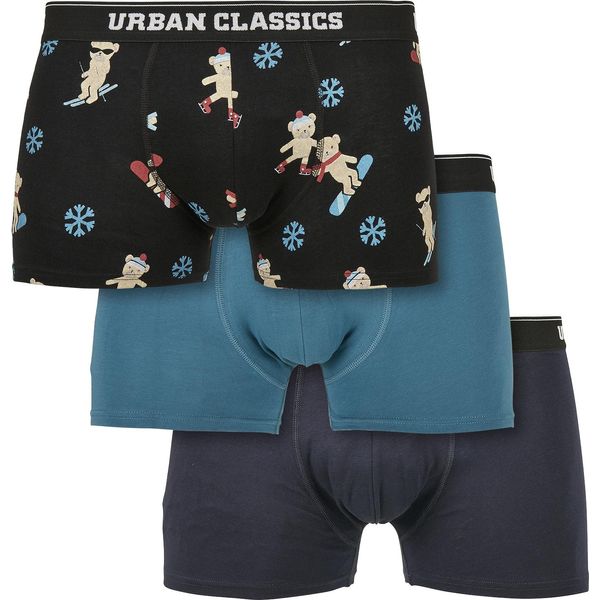 Urban Classics Organic X-Mas Boxer Shorts 3-Pack Teddy Aop+Jasper+Navy - M-image