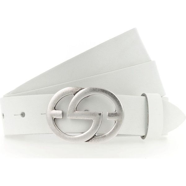 Vanzetti Pelle Cintura Full Leather Buckel Belt W80 White Bianco-image