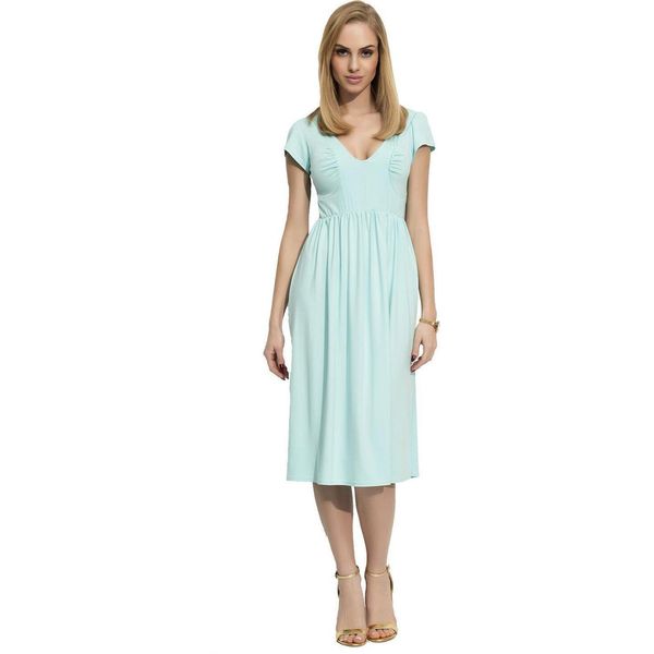 Abito Donna Di Media Lunghezza Con Scollo A V E Volant; Verde Menta L (40)-image
