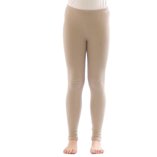 Leggings Termici Da Bambina In Pile Pantaloni Lunghi In Cotone Beige 134-image
