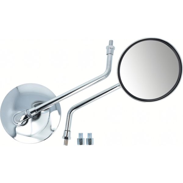 Specchio Retrovisore Mza / Coppia Di Specchi Retrovisori Ø 105 Mm, Filettatura Cromata M8 / M10 Con Adattatore-image