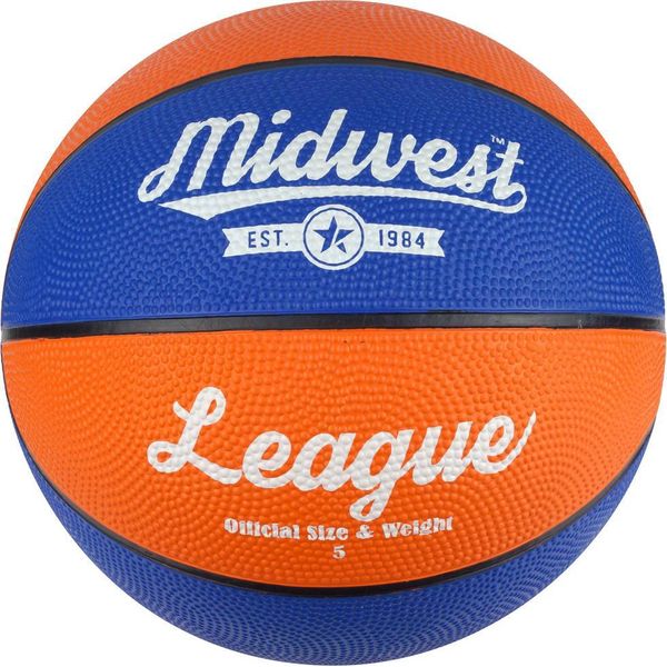 Pallone Da Basket Midwest In Gomma Arancio-Blu Misura 5 Per Uso Interno Esterno-image