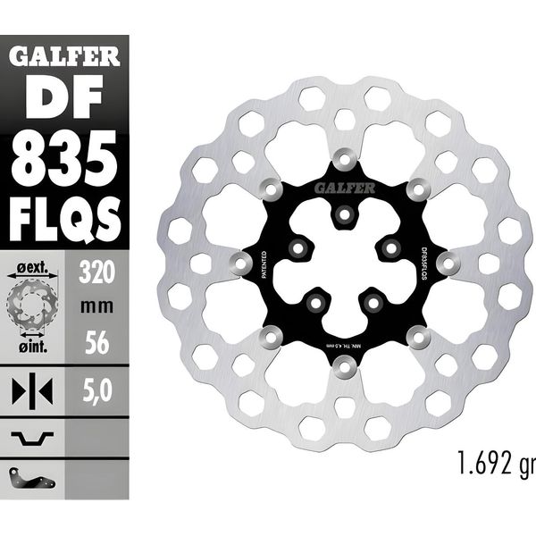 Set Di Dischi Freno Galfer 2X DF835FLQS Cubiq® Flottante Anteriore Racing Oversize 320X5Mm Per Harley Davidson Fltrx Road Glide 1868 Ccm Anno 2023 - 2024-image