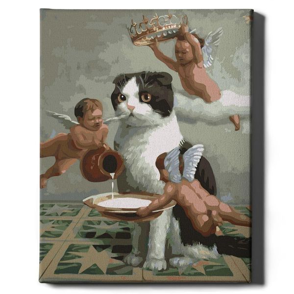 Oh Art! - Set Di Colori Per Gatti - 40X50Cm, Con Cornice In Legno E Pennelli Fai Da Te-image