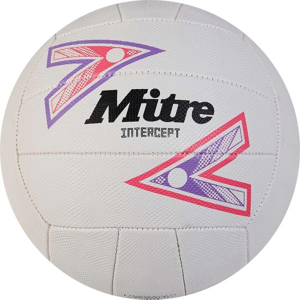 Mitre Netball Intercept Bianco-Viola-Rosa Taglia 4 Grip Resistente-image