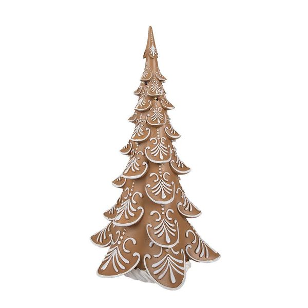 Clayre & Eef Decorazione Natalizia Con Illuminazione A Led Albero Di Natale 42 Cm Plastica Marrone-image