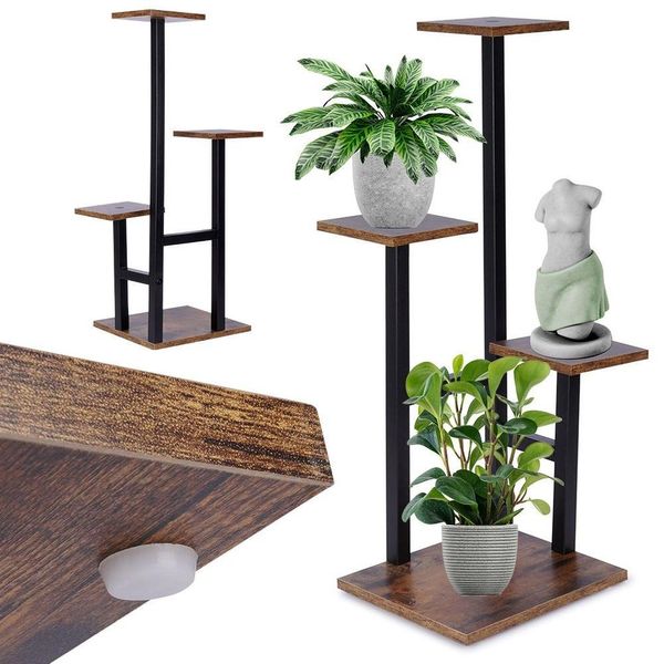 Vilde Portafiori Scala Per Piante Portafiori Colonna Per Piante Scaffale Per Vasi Da Fiori In Metallo 4 Livelli 84 Cm-image