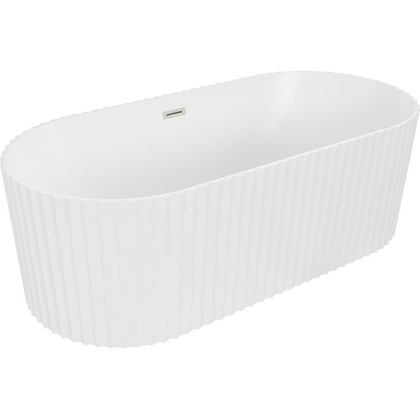 Mexen Paola Vasca Da Bagno Freestanding Zigrinata 150 X 75 Cm, Bianco Opaco, Troppopieno Nichel Spazzolato - 52721507501-97-image