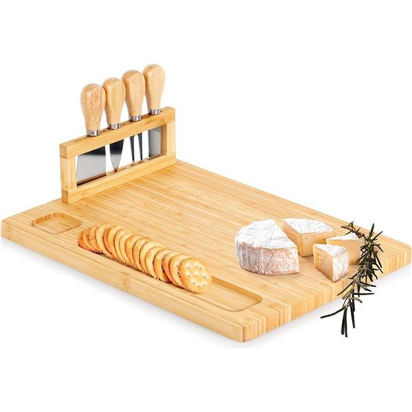 Tagliere Per Formaggi In Bambù Con Coltelli, 5 Pezzi-image