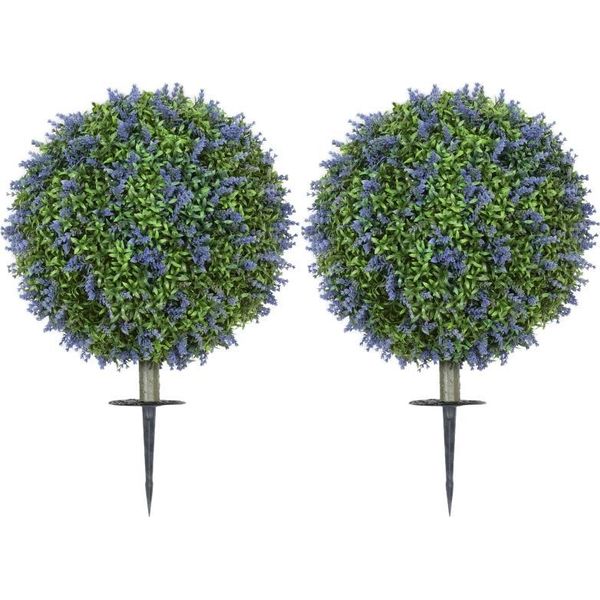 Fortuna Lai Set Di 2 Piante Artificiali Di Lavanda 60 Cm Con Protezione Uv Piante Artificiali Realistiche Con Picchetti Da Terra Per Camera Da Letto, Soggiorno, Ufficio, Giardino, Decorazione Moderna-image