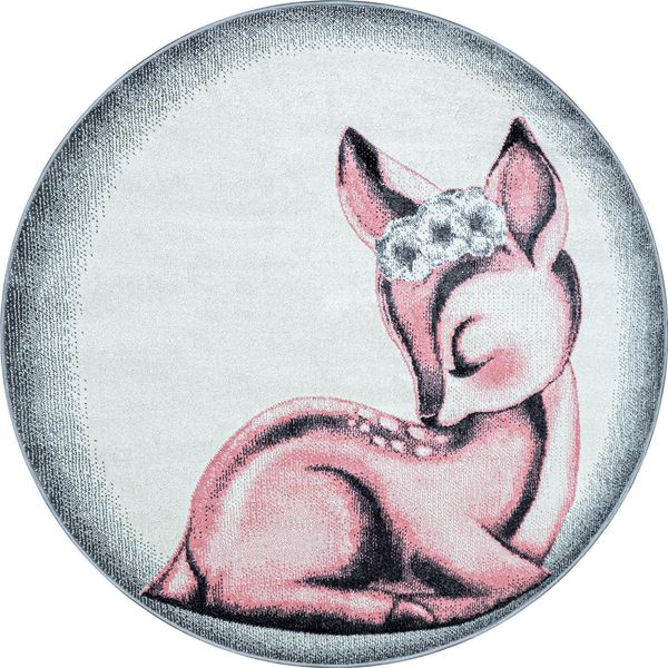 Tappeto Per Bambini Bambi Rosa 160 Cm Rotondo-image