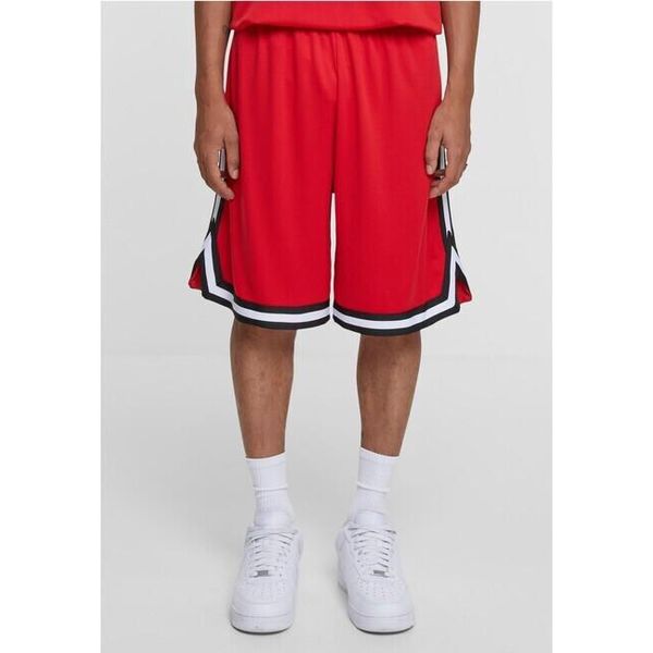Urban Classics TB243 | Stripes Mesh Shorts S Bis 3XL - Farbe: Cityred/Nero/Bianco - GrößE: M-image