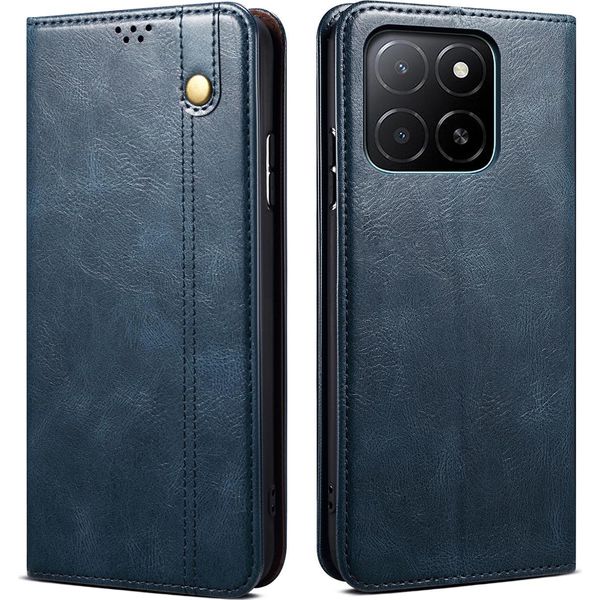 Custodia Per Honor X8C In Pelle Flip Case Portafoglio Con Funzione Stand Blu-image