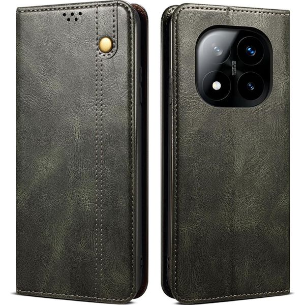 Custodia Per Xiaomi Redmi Note 14 Pro+ 5G Pelle Flip Case Portafoglio Con Funzione Stand Verde-image