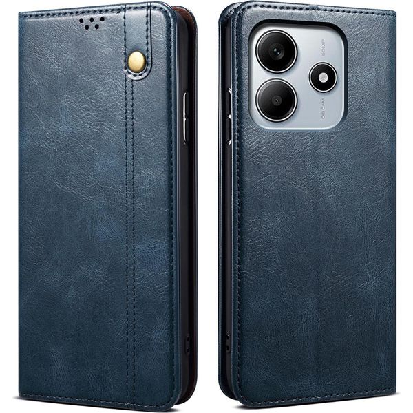 Custodia Per Xiaomi Redmi Note 14 4G In Pelle Flip Case Portafoglio Con Funzione Stand Blu-image