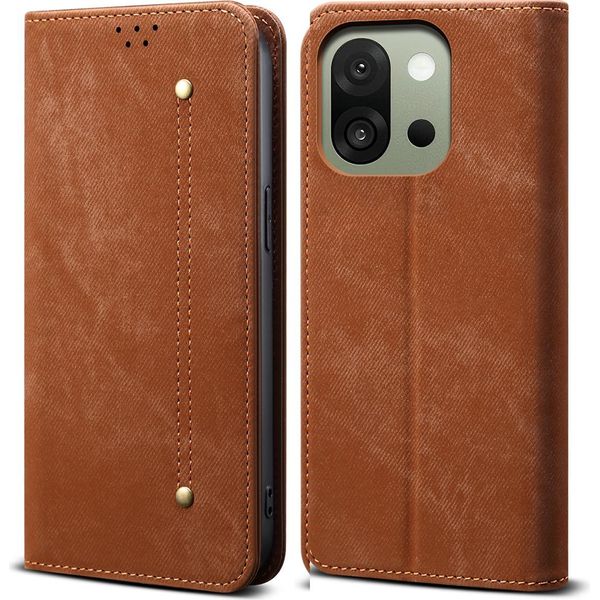 Custodia Per Oneplus 13S, Custodia A Portafoglio In Pelle Con Chiusura Magnetica E Supporto Marrone-image