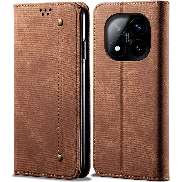 Custodia Per Xiaomi Redmi Note 14 Pro+ 5G, Custodia A Portafoglio In Pelle Con Chiusura Magnetica E Supporto Marrone-image